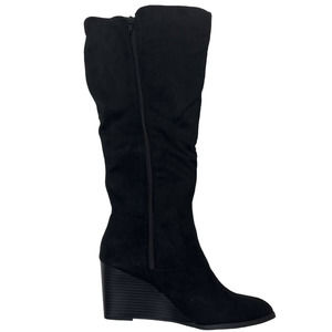 Style & Co. Women's Wynterrf Black Long Riding Wedge Wide Calf Boots Size 9 M WC